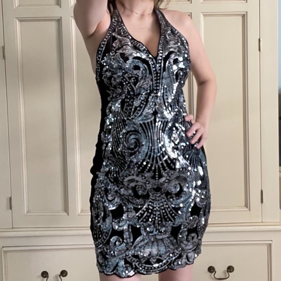 Express Sequin Velvet Mini Formal Dress - Picture 1 of 5